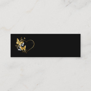 Carte De Visite Mini Coeur aux papillons d'or