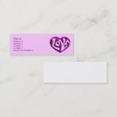 Carte De Visite Mini Coeur d'amour hippie rose chaud (Devant / Derrière)