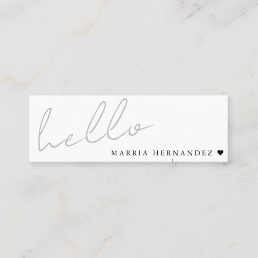 Carte De Visite Mini Coeur de code QR moderne Hello minimal (Devant)