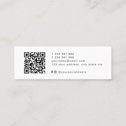 Carte De Visite Mini Coeur de code QR moderne Hello minimal (Dos)