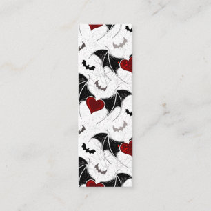 Carte De Visite Mini Coeur d'Halloween avec ailes de chauve-souris noir