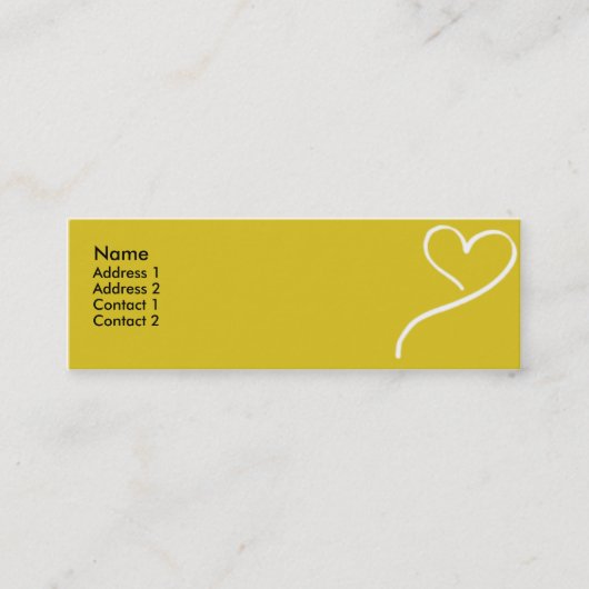 Carte De Visite Mini Coeur jaune - maigre (Devant)