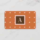 Carte De Visite Mini Coeurs Orange Brûlé Arrière - plan Monogramme (Devant)