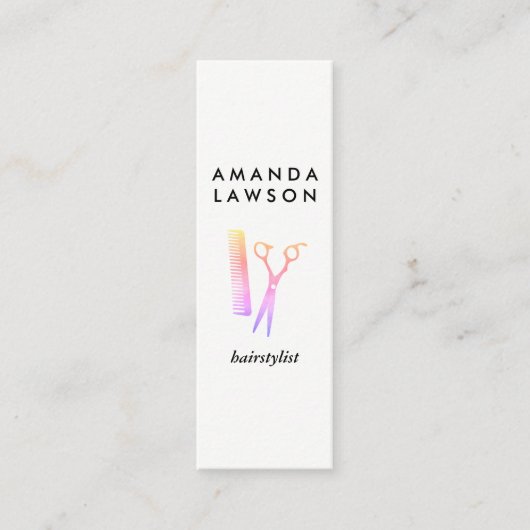 Carte De Visite Mini Coiffeur chic chic chaux et peigne (Devant)