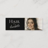 Carte De Visite Mini Coiffeur de salon de coiffure Script Photo Noir (Devant)