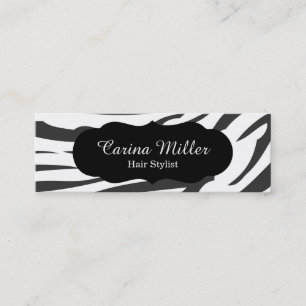 Carte De Visite Mini Coiffeur noir et blanc de zèbre