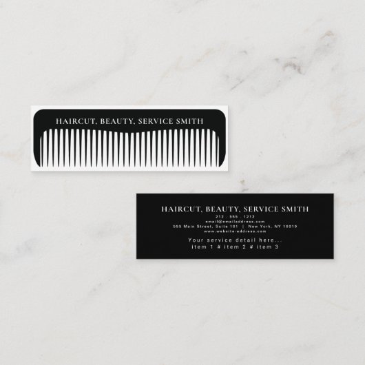 Carte De Visite Mini Coiffeur professionnel Peigne de coiffure moderne  (Devant / Derrière)