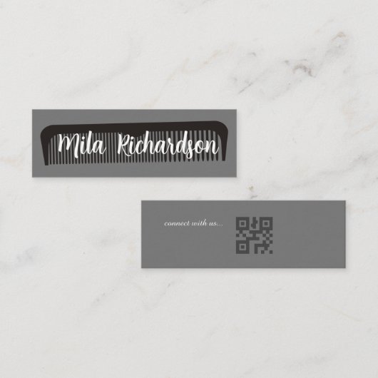 Carte De Visite Mini Coiffeurs minimaux gris modernes (Devant / Derrière)