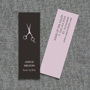 Carte De Visite Mini Coiffeuse Élégante Minimaliste Rose Noire