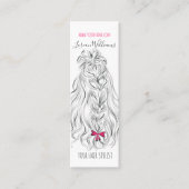 Carte De Visite Mini Coiffure moderne Noir Blanc Vave Cheveux Rose Bow (Devant)