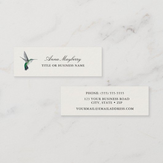 Carte De Visite Mini Colibri vert (Devant / Derrière)