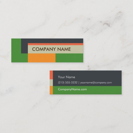 Carte De Visite Mini Conception de bloc Mini BC, gris vert (Devant / Derrière)