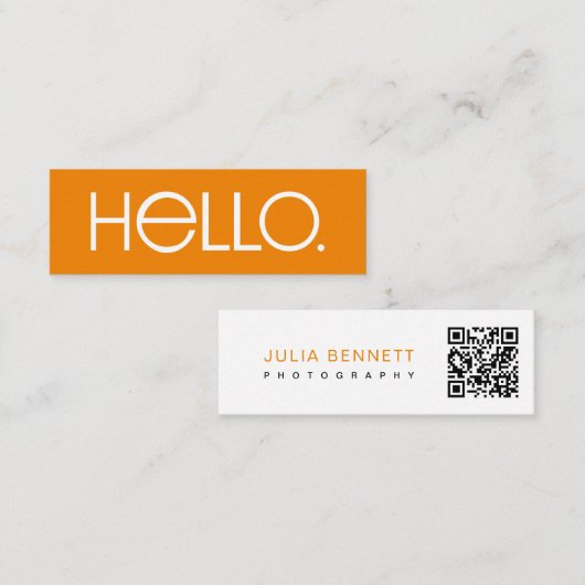 Carte De Visite Mini Conception de typographie « Hello » moderne (Devant / Derrière)