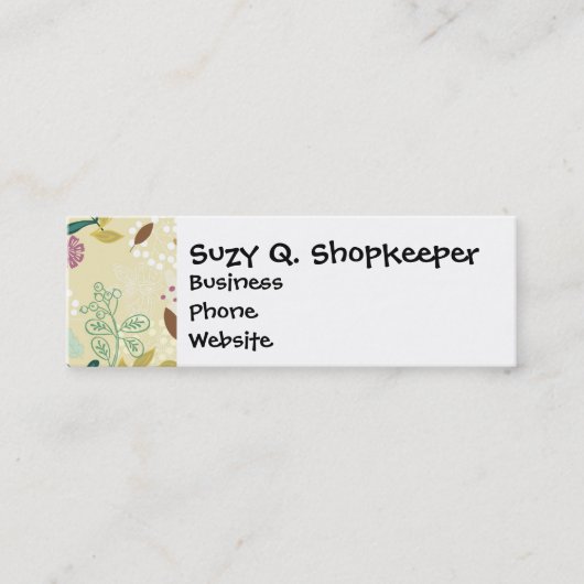 Carte De Visite Mini Conception élégante de feuille florale de pourpre (Devant)