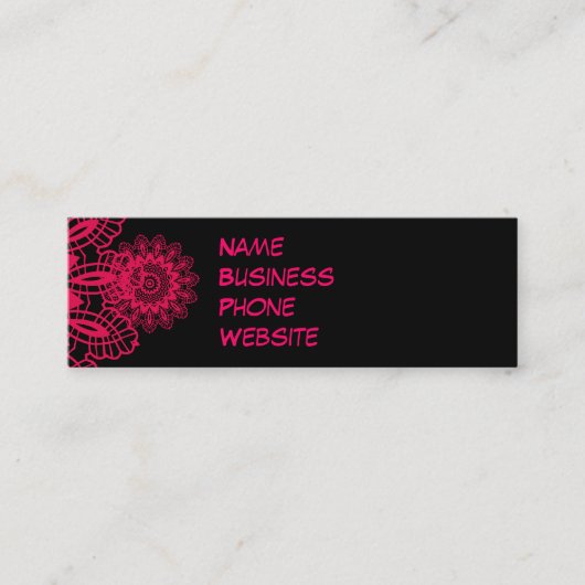 Carte De Visite Mini Conception fuchsia de flocon de neige de dentelle (Devant)