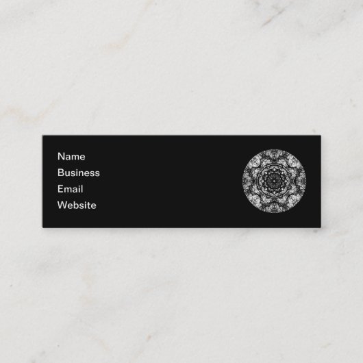 Carte De Visite Mini Conception ronde de fantaisie sur le noir (Devant)