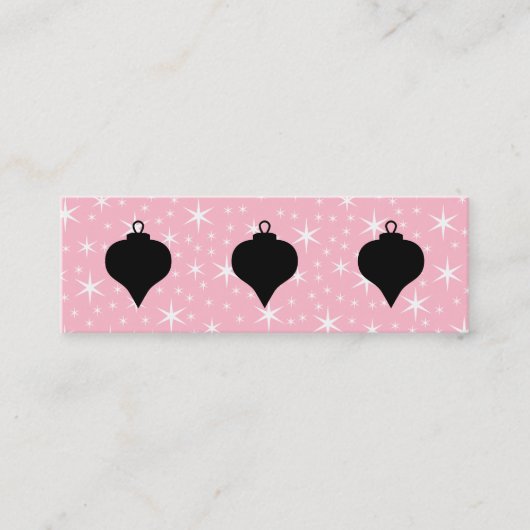 Carte De Visite Mini Conception rose et noire et blanche de Noël (Devant)