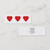 Carte De Visite Mini Conception rouge et blanche de coeur d'amour (Devant / Derrière)