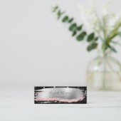 Carte De Visite Mini Confetti moderne en argent, Pinceau, Noir (Debout devant)