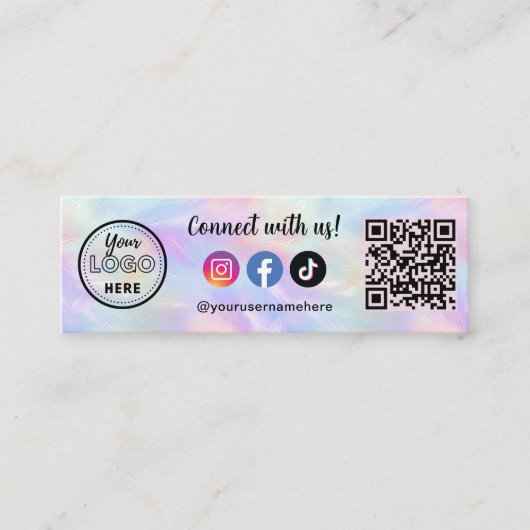 Carte De Visite Mini Connectez-Vous Avec Nous Iridescente Opal Code Qr  (Devant)