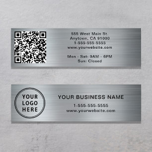 Carte De Visite Mini Connexion moderne avec nous Logo QR Code Silver