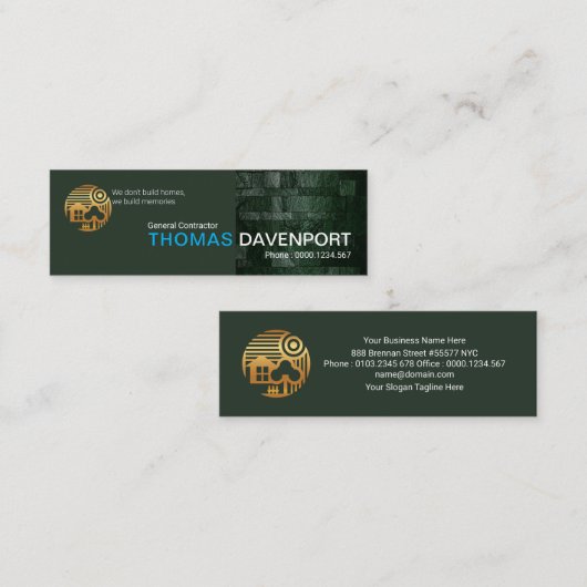 Carte De Visite Mini Constructeur professionnel Emerald Marble Tile Wal (Devant / Derrière)