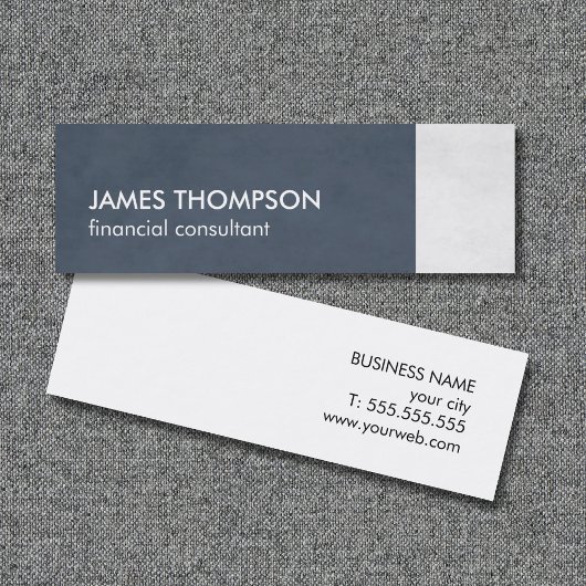 Carte De Visite Mini Consultant Bleu Blanc Texturé Élégant