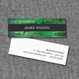 Carte De Visite Mini Consultant en circuit gris vert cool