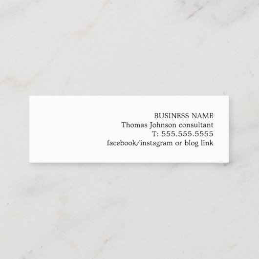 Carte De Visite Mini Consultant en gris texture simple et élégant (Dos)