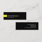 Carte De Visite Mini Consultant unique Black Yellow Slim (Devant / Derrière)