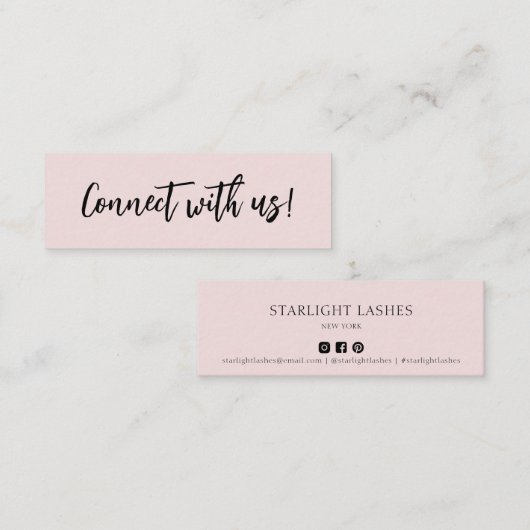 Carte De Visite Mini Contact Rose minimal simple avec nous Insertion (Devant / Derrière)