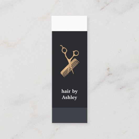 Carte De Visite Mini Cool Bleu Frais Bleu Blancs Faux Gold Coiffure (Devant)