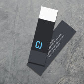 Carte De Visite Mini Cool Bleu Frais Bleu Blancs Monogramme Consultant