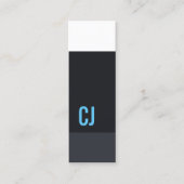 Carte De Visite Mini Cool Bleu Frais Bleu Blancs Monogramme Consultant (Devant)