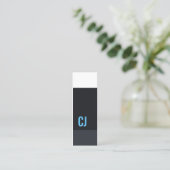 Carte De Visite Mini Cool Bleu Frais Bleu Blancs Monogramme Consultant (Debout devant)