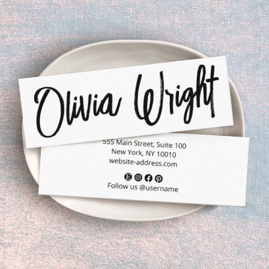 Carte De Visite Mini Cool Bold Signature Script Typographie moderne Bla