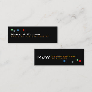 Carte De Visite Mini cool couleur pixels moderne professionnel noir