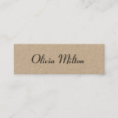 Carte De Visite Mini Cool Elegant Kraft Papier Écriture Consultant (Devant)