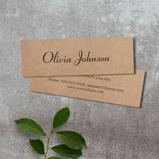 Carte De Visite Mini Cool Elegant Kraft Papier Écriture Consultant