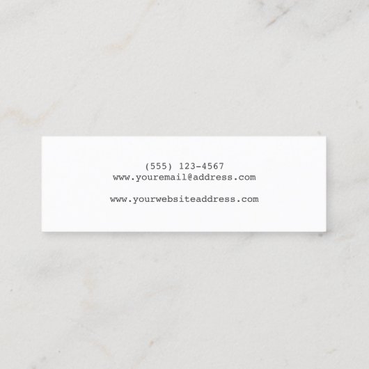 Carte De Visite Mini Cool manuscrit Script simple Mini noir (Dos)