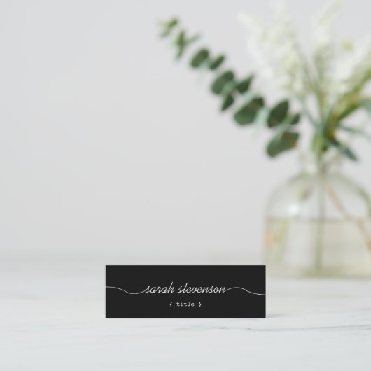 Carte De Visite Mini Cool manuscrit Script simple Mini noir (Debout devant)