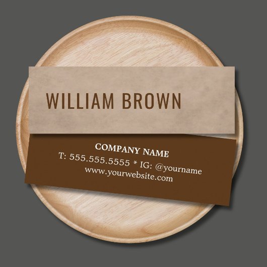 Carte De Visite Mini Cool Minimal Texture Beige Brown Bold Consultant