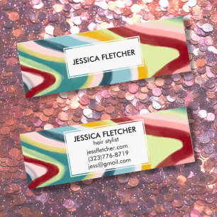 Carte De Visite Mini Cool minimaliste à bandes ondulées colorées