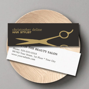 Carte De Visite Mini Cool moderne Ciseau or noir gris foncé Liste de ch