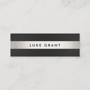 Carte De Visite Mini Cool moderne Noir Argent rayé professionnel II