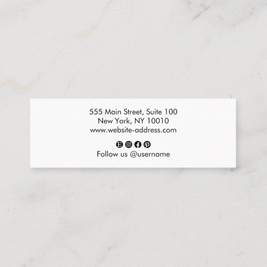 Carte De Visite Mini Cool moderne noir et blanc audacieux Script (Dos)