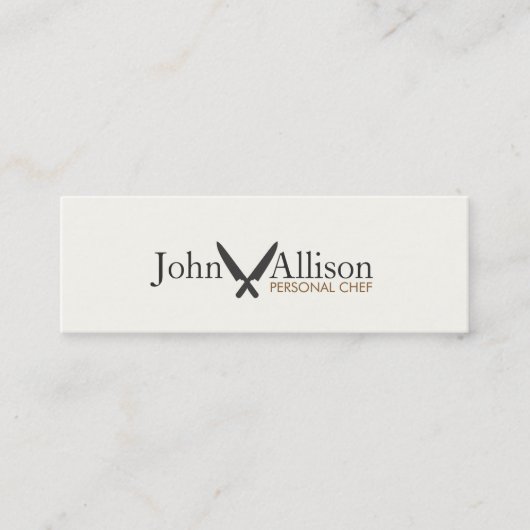 Carte De Visite Mini Cool Personnel Chef Couteau Simple Restauration (Devant)