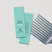 Carte De Visite Mini Cool Simple Bleu Ciseaux Noir Coiffeur