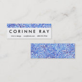 Carte De Visite Mini Copie de feuille peinte par classique bleu de (Devant / Derrière)