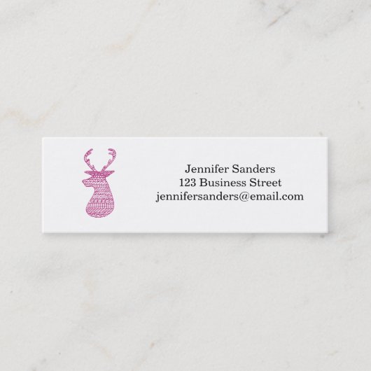 CARTE DE VISITE MINI COPIE TRIBALE DE CERFS COMMUNS DE HIPPIE - ROSE (Devant)